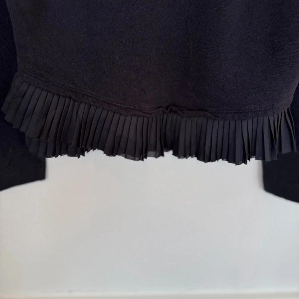 J.Crew Black‎ Pleated Hem Long Sleeve Top Sweatshirt Women's Size M